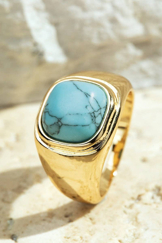 Natural Stone Round Square Ring