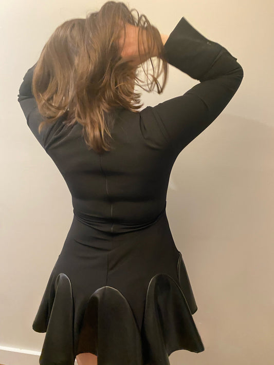 Black dress with faux leather