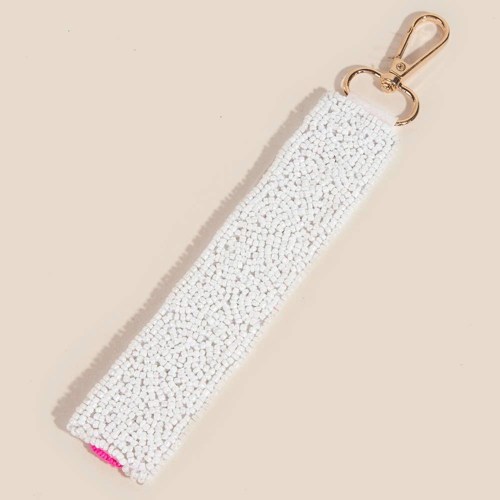 Vibrant Good Vibes Seed Beaded Keychain
