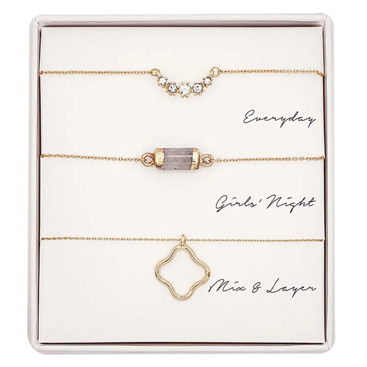 3PC Assorted Layering Pendant Necklace Gift Set