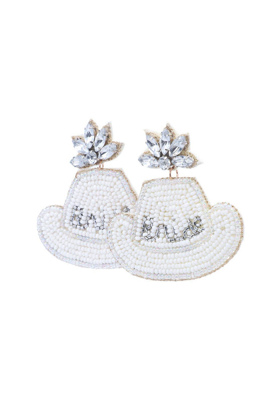 Bridal Hat Beaded Drop Earrings