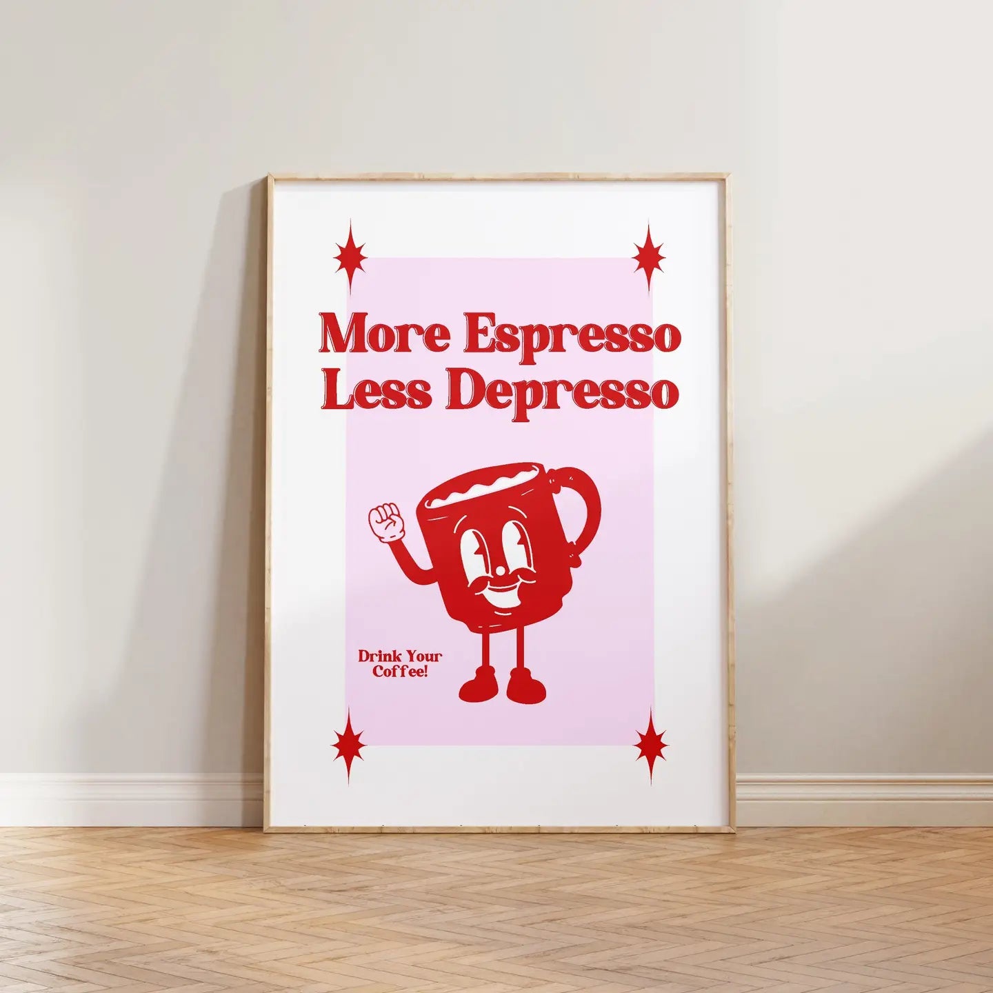 More Espresso Less Depresso Retro Print