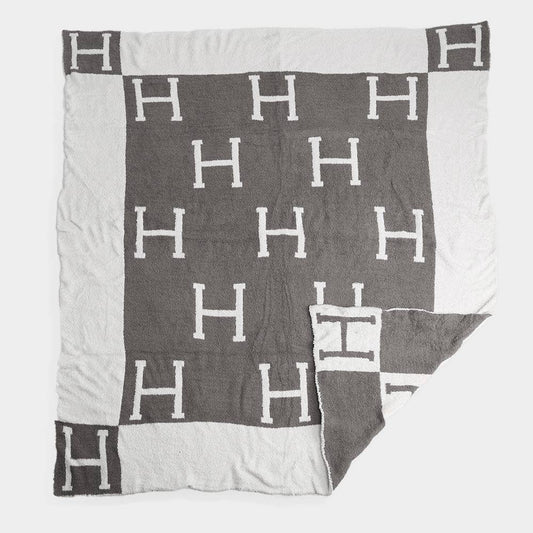Initial H Patterned Throw Blanket
