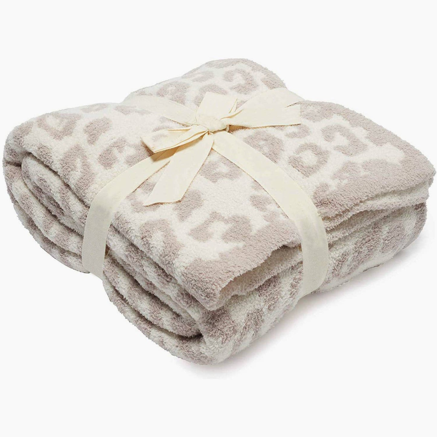 Tan leopard fuzzy blanket