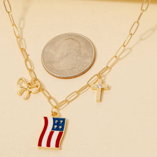 Usa Flag Charm Necklace