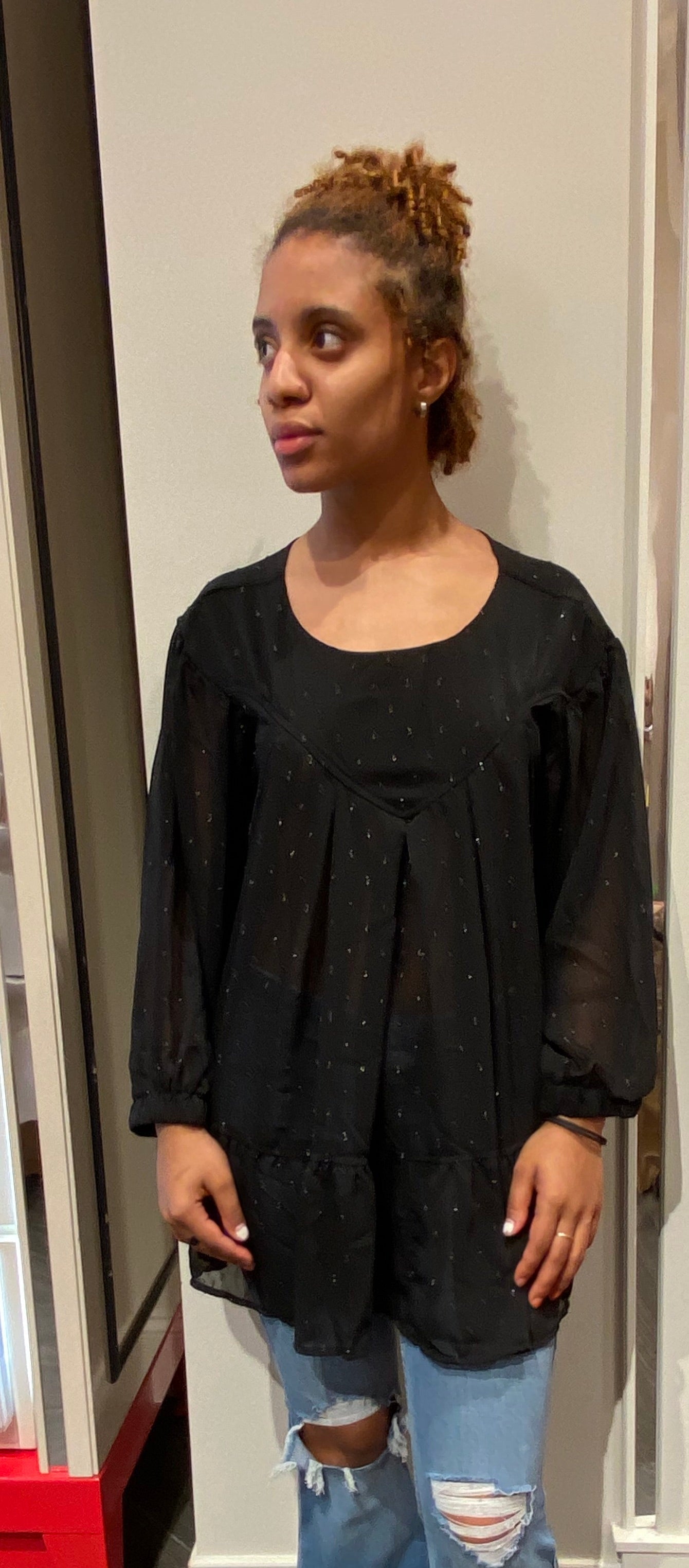 Black sheer blouse