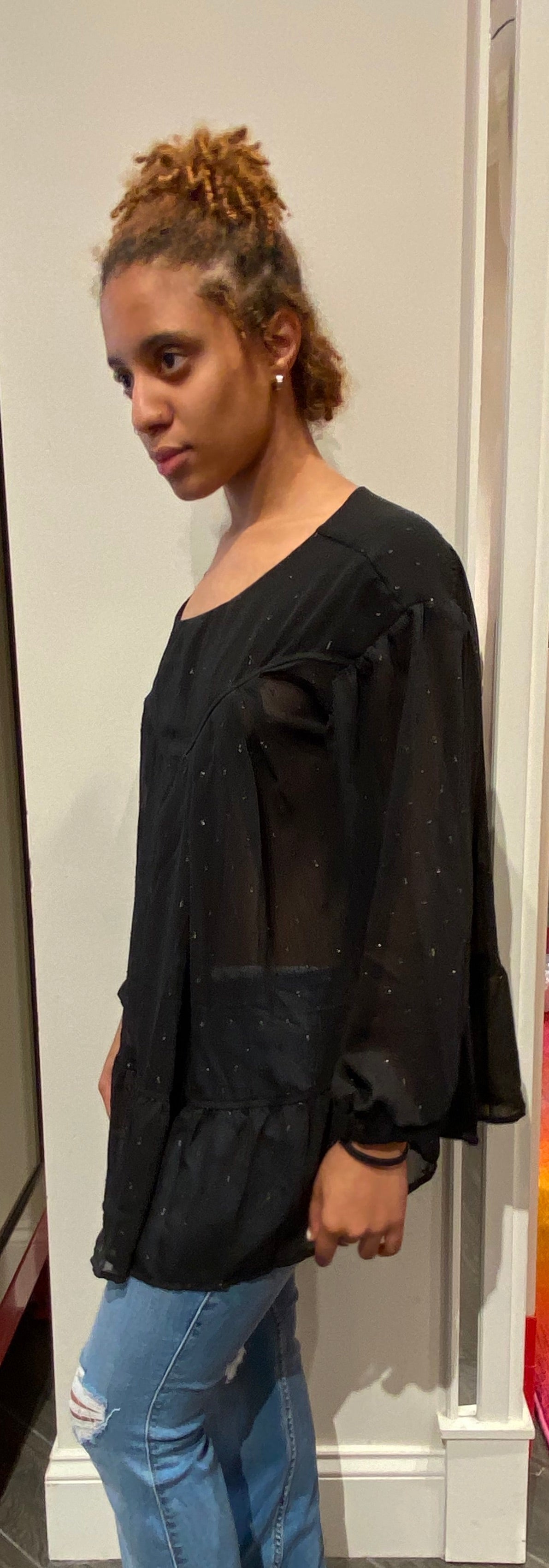 Black sheer blouse