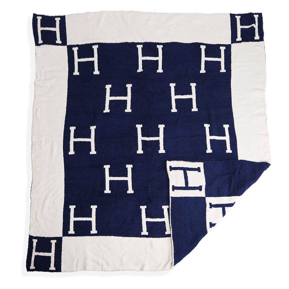 Initial H Patterned Throw Blanket
