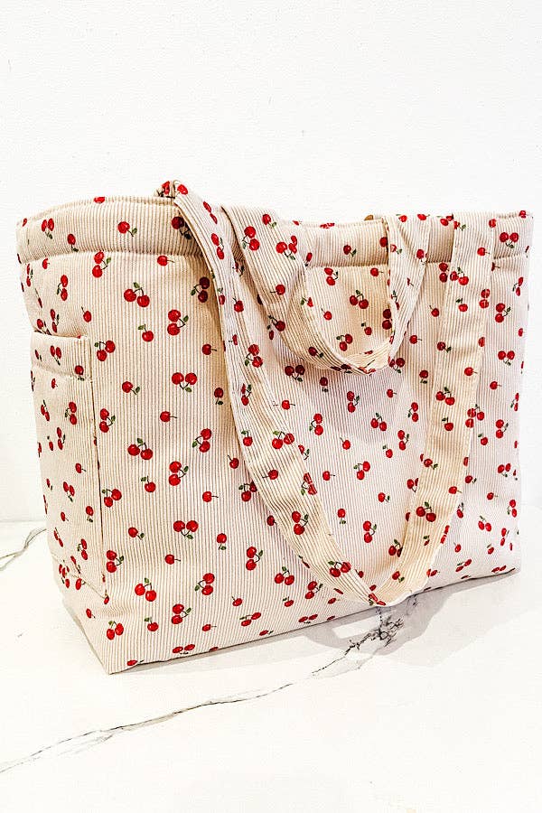 Stevie Cherry Print Tote Bag