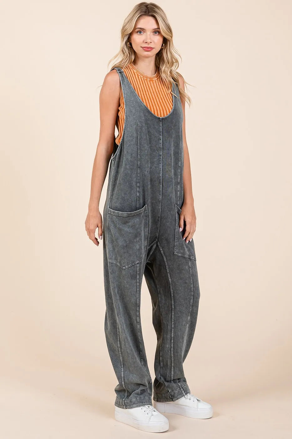 Acid wash jumpsuit