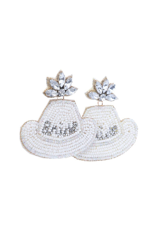 Bridal Hat Beaded Drop Earrings