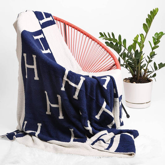 Initial H Patterned Throw Blanket