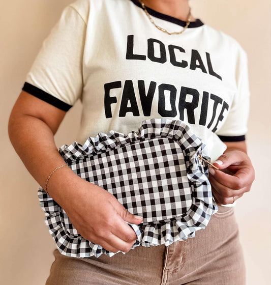 Gingham Frilly Makeup Bag