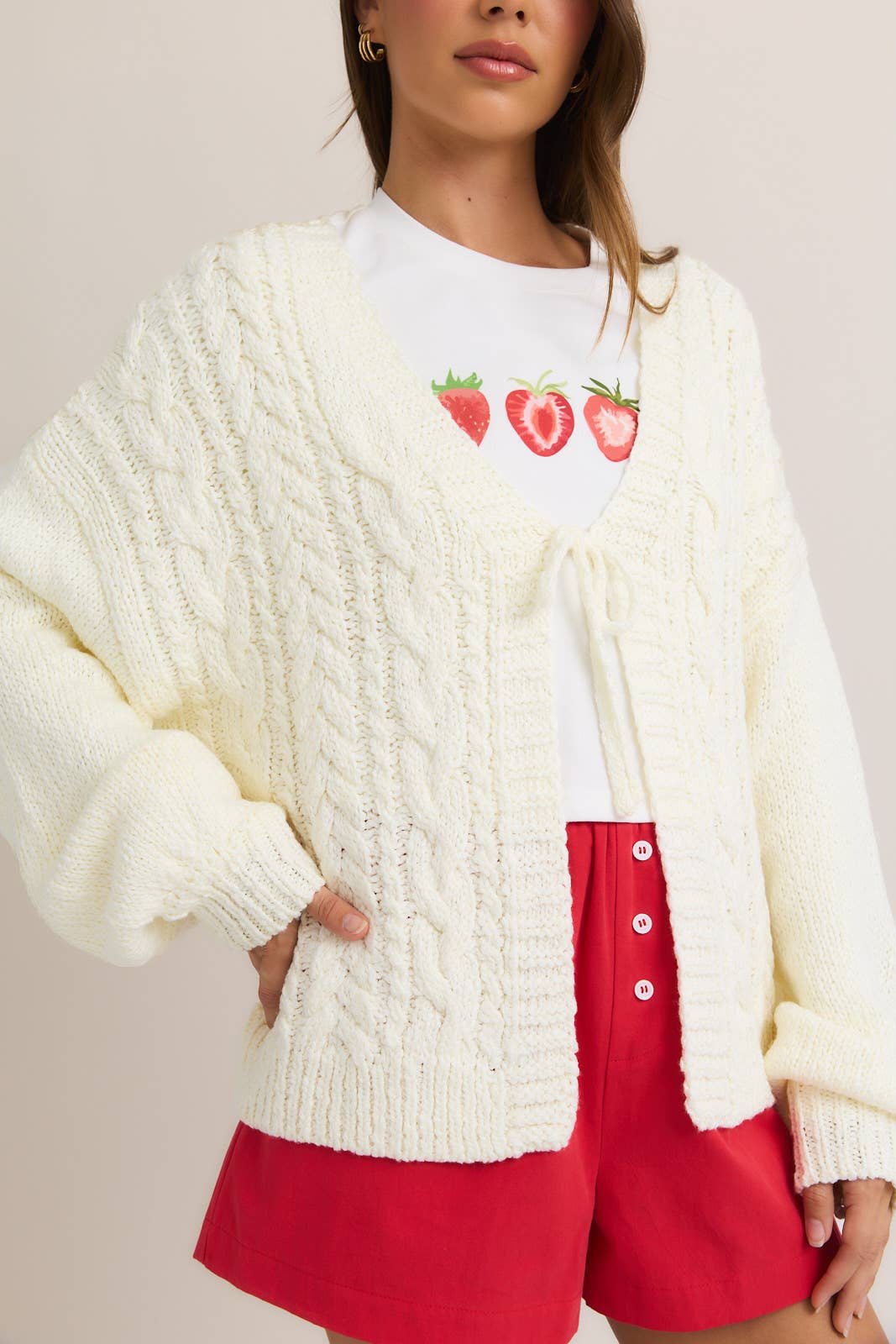 Front tie cardigan