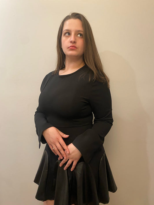 Black dress with faux leather