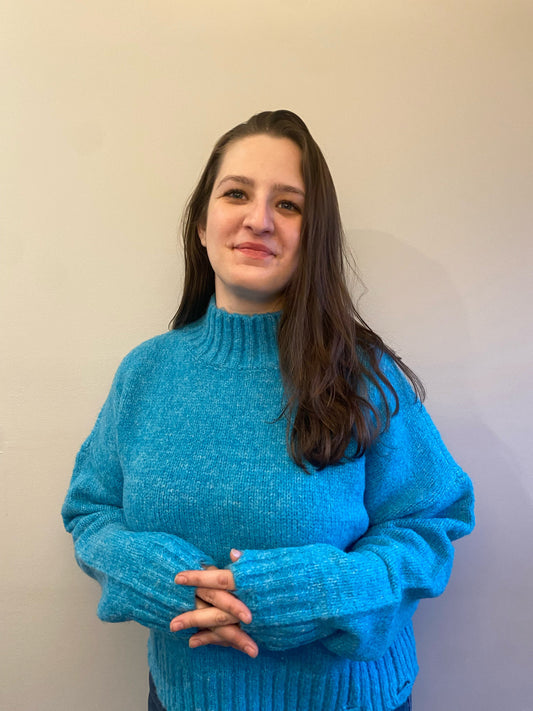 Blue knit sweater