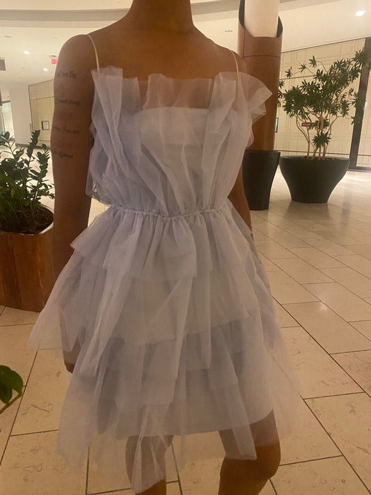 Twirling in tulle sky blue dress