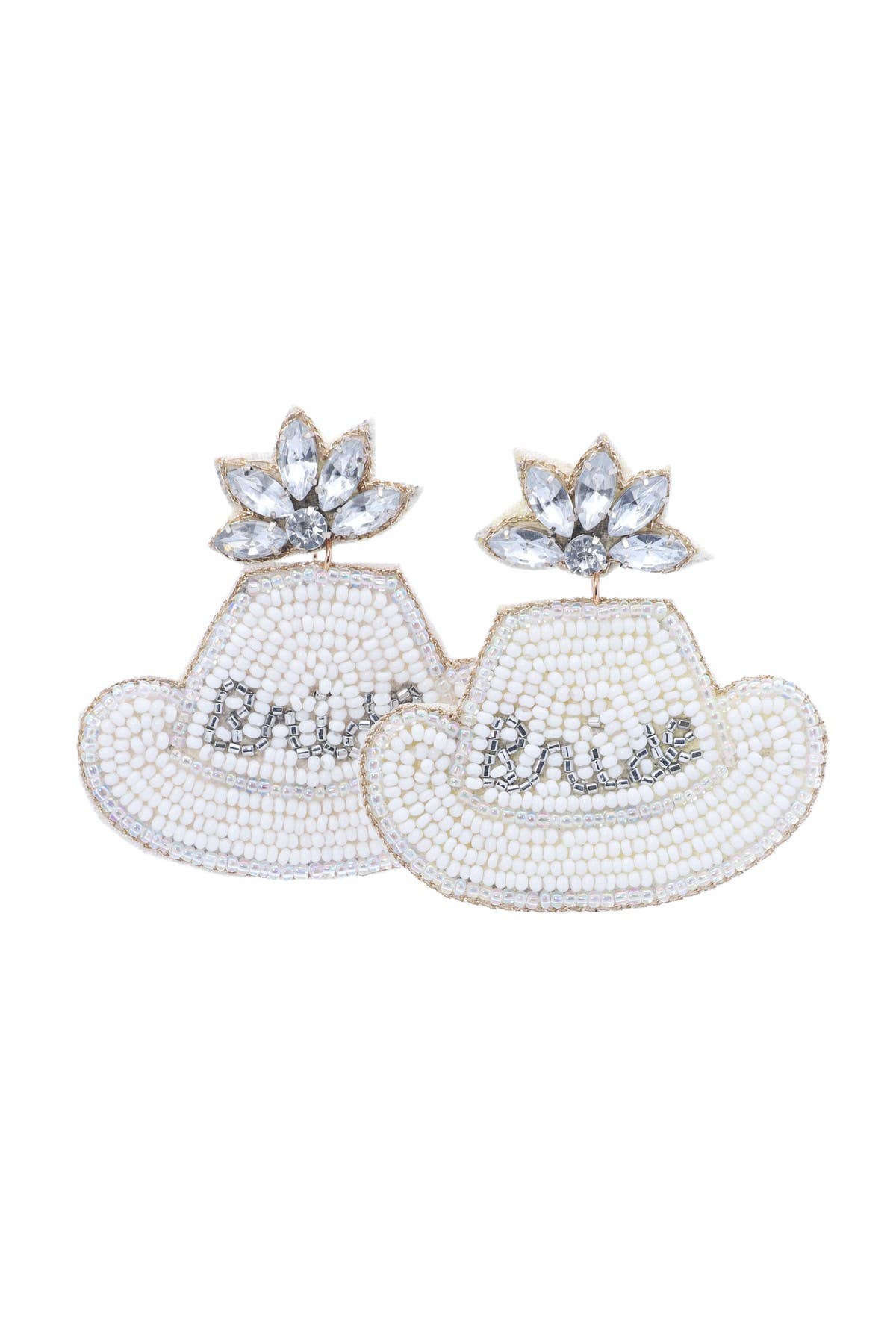 Bridal Hat Beaded Drop Earrings