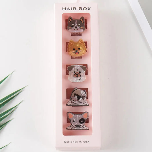 Cute Dogs Assorted Color Mini Claw Hair Clip Set