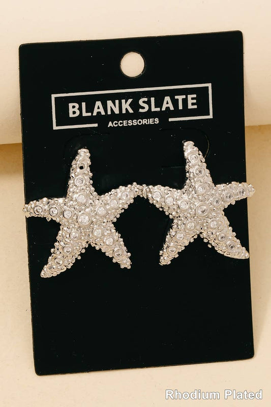 Studded Textured Starfish Stud Earrings
